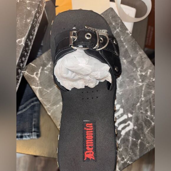 Demonia Studded Buckle Platform Sandals - Picture 6 of 6